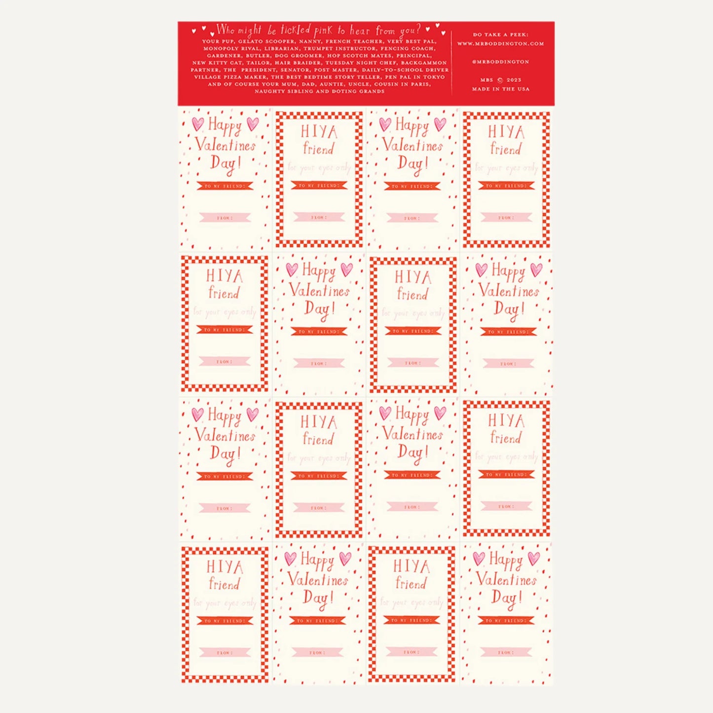 Animal Tear-off Valentines- 32 pack