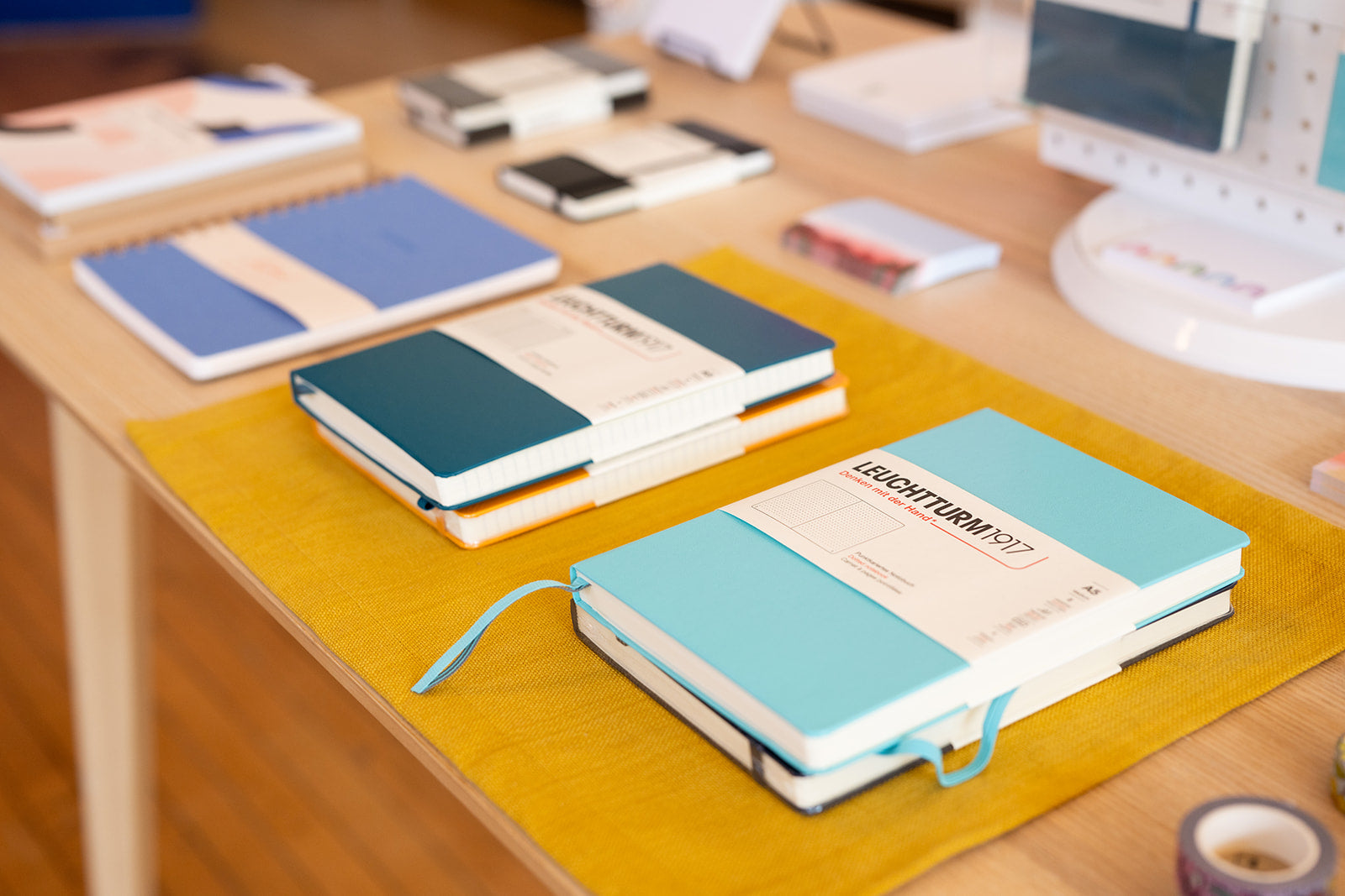 Notebooks and planners on a table