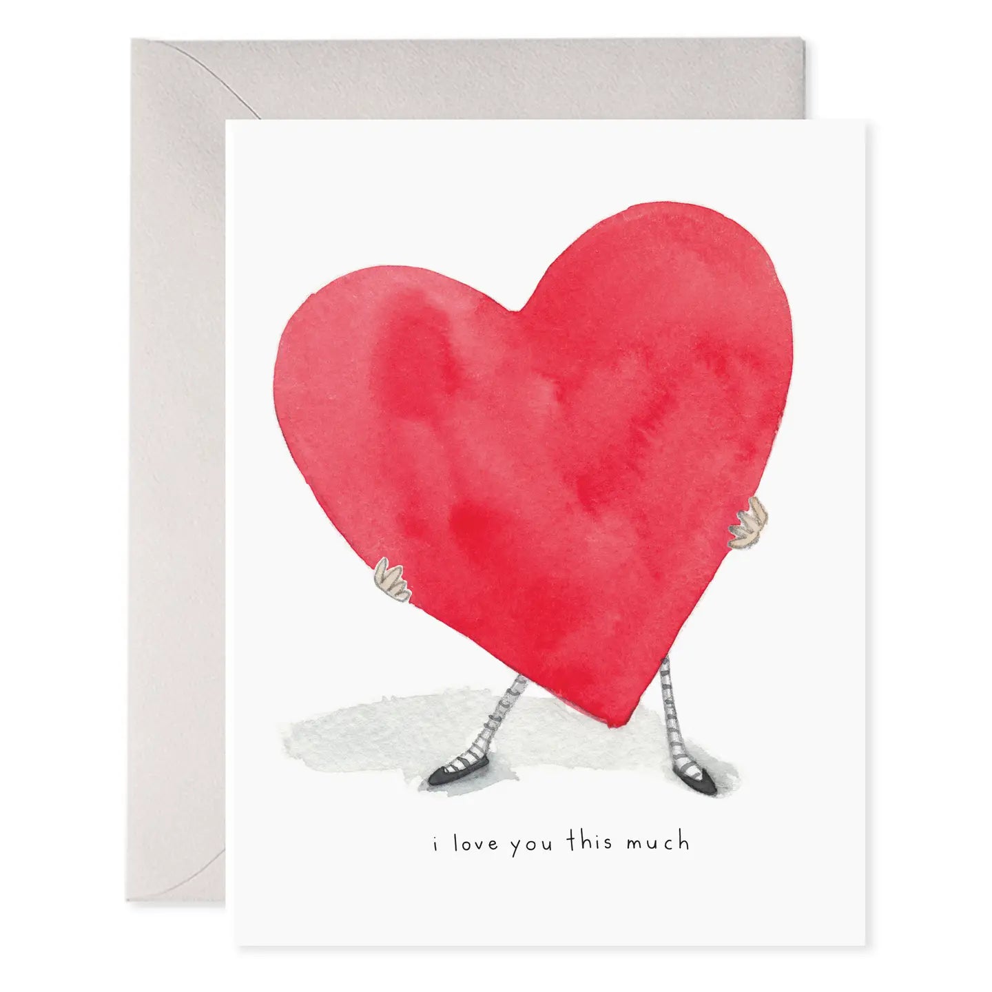 Card with a red heart illustration and 'I love you this much' text