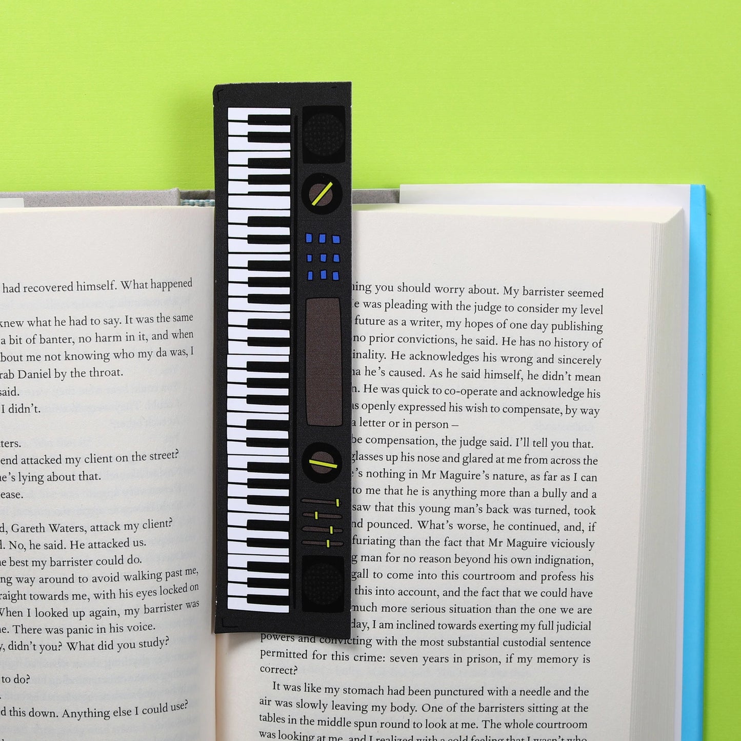 Keyboard bookmark in a book