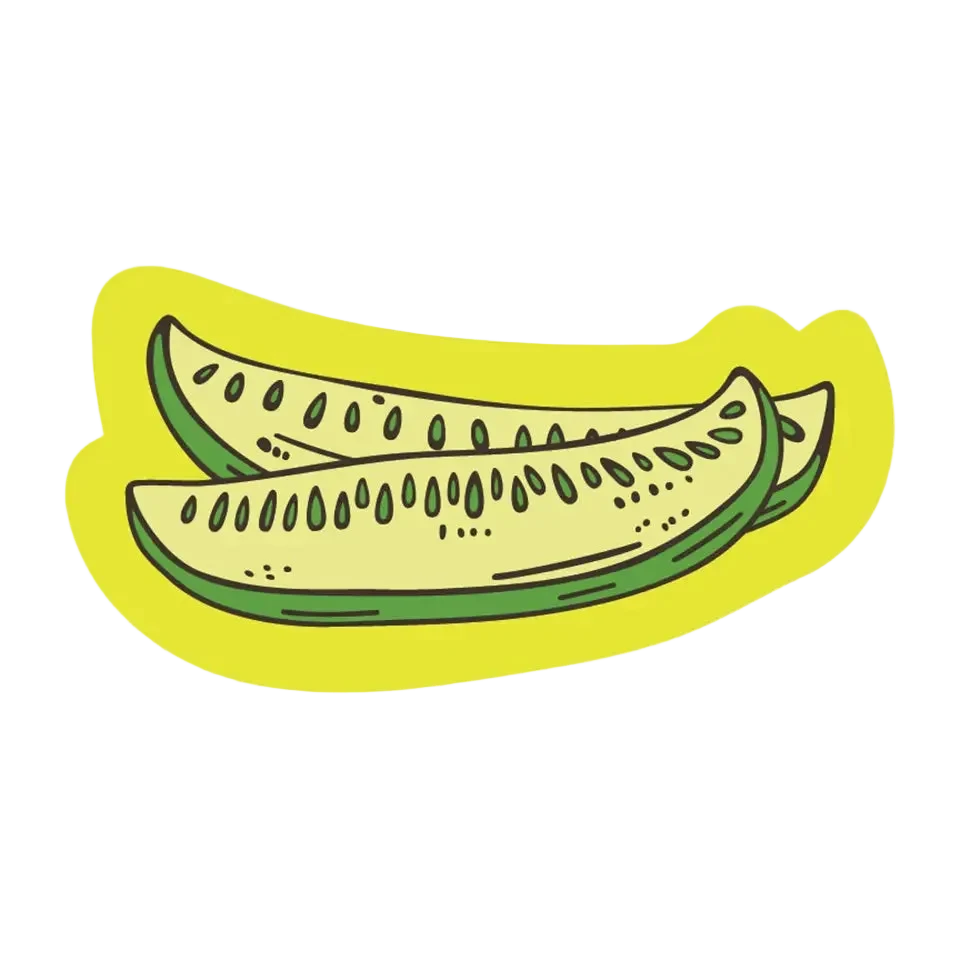 Die-cut sticker of two pickle spears