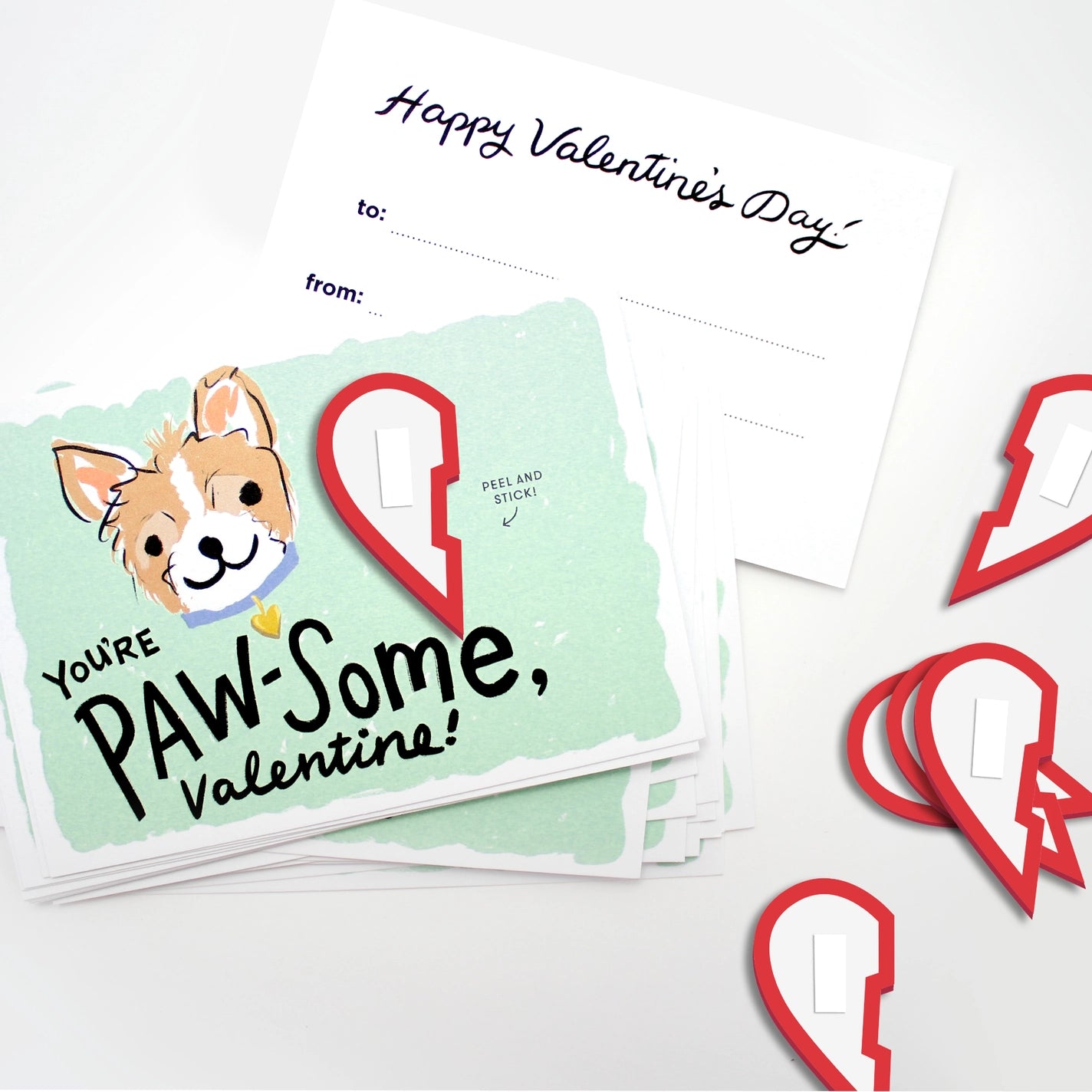Front and back view of dog valentine