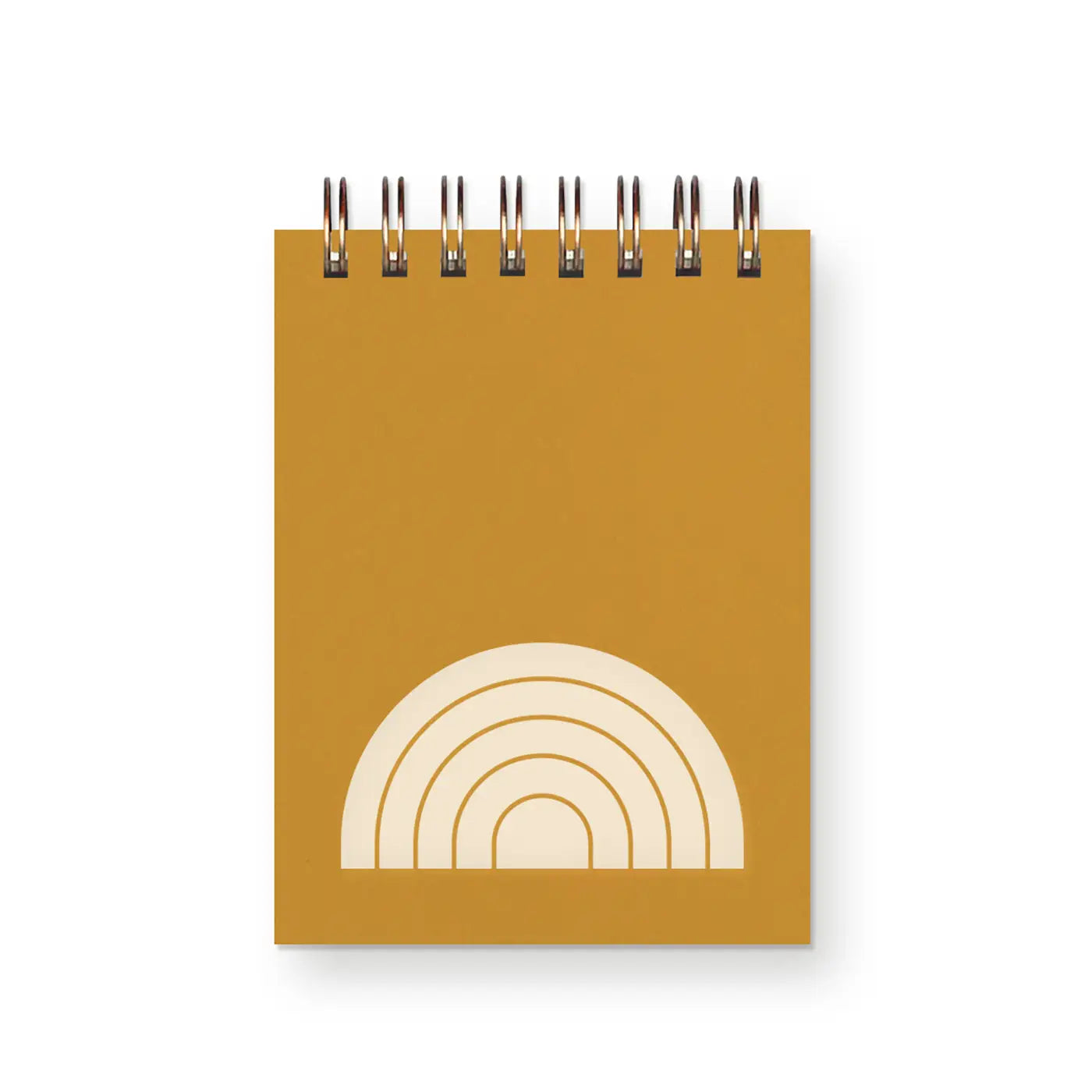 Small yellow notebook with rainbow illustration