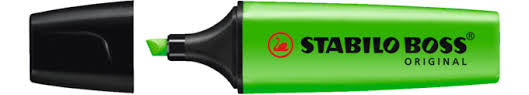 Green highlighter with black cap. Black text reads "stabilo boss original"