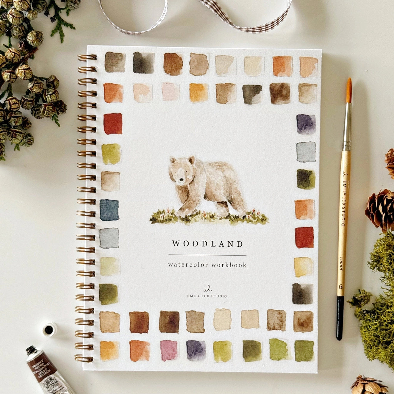 Watercolor notebook with bear painting on cover