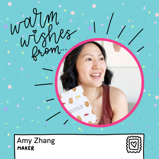 Picture of Amy Zhang. Text around picture reads “warm wishes from Amy Zhang “