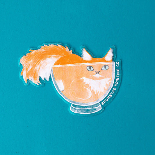 Clear Cat in a Bowl sticker