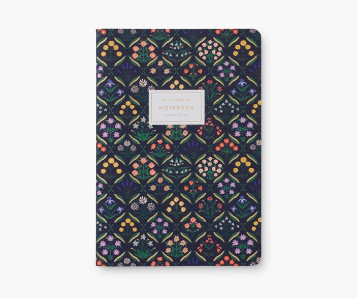 Black notebook cover with floral pattern 