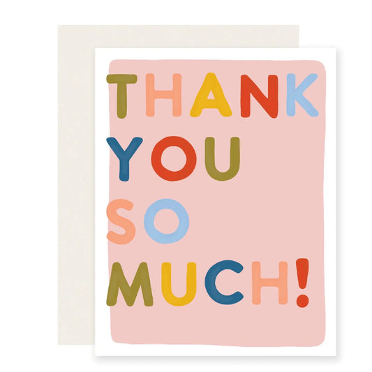 Colorful Block Letter Thank You card