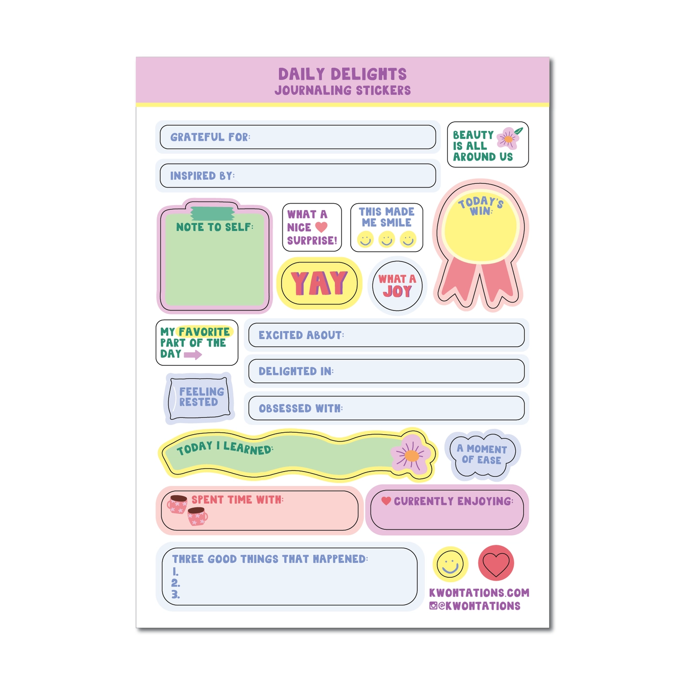 Daily Delights Writable sticker sheet