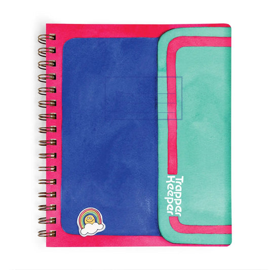 Spiral notebook with a trapper keeper design cover 