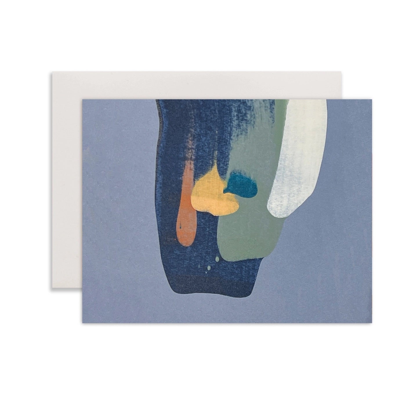 Blue grey greeting card with abstract painted design  