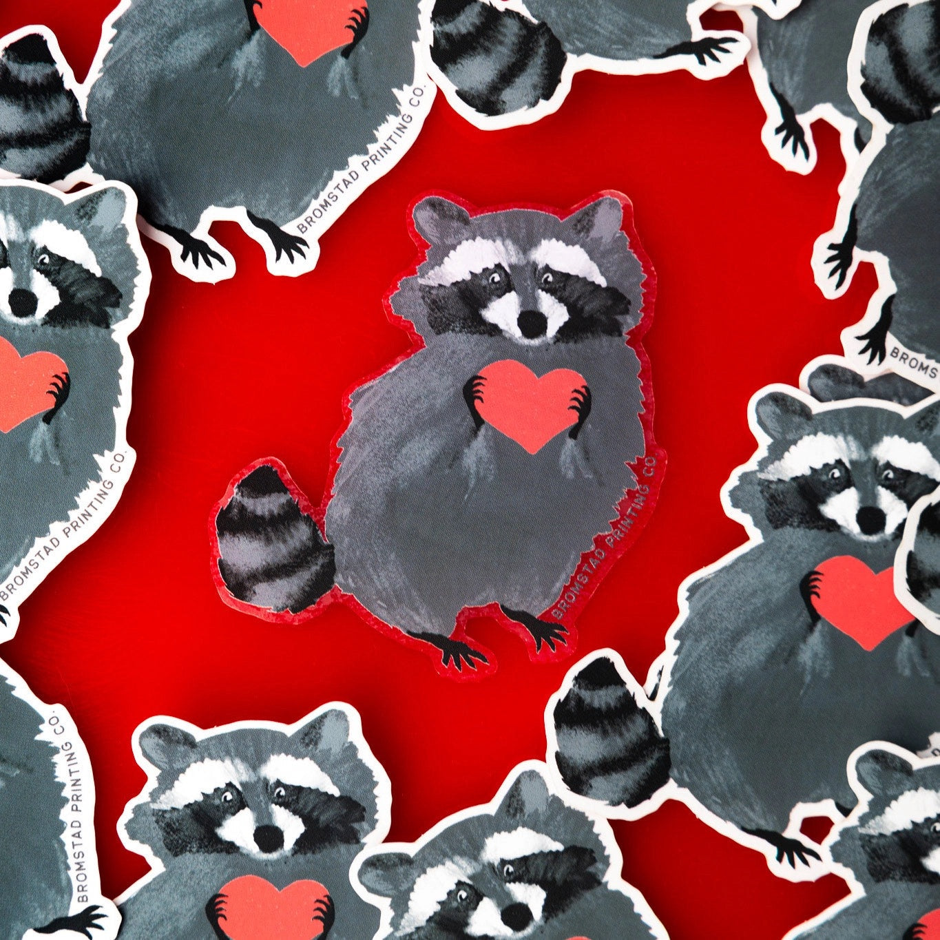 Clear Raccoon Love sticker