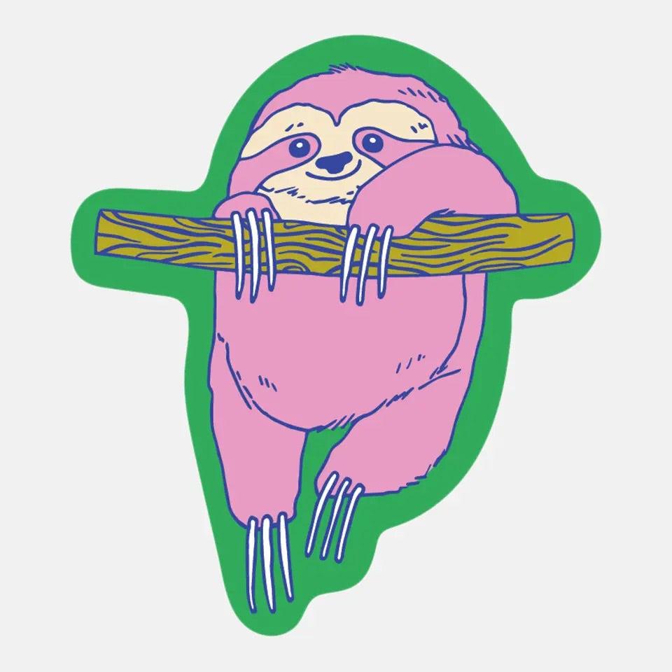 Die cut sticker of a sloth 