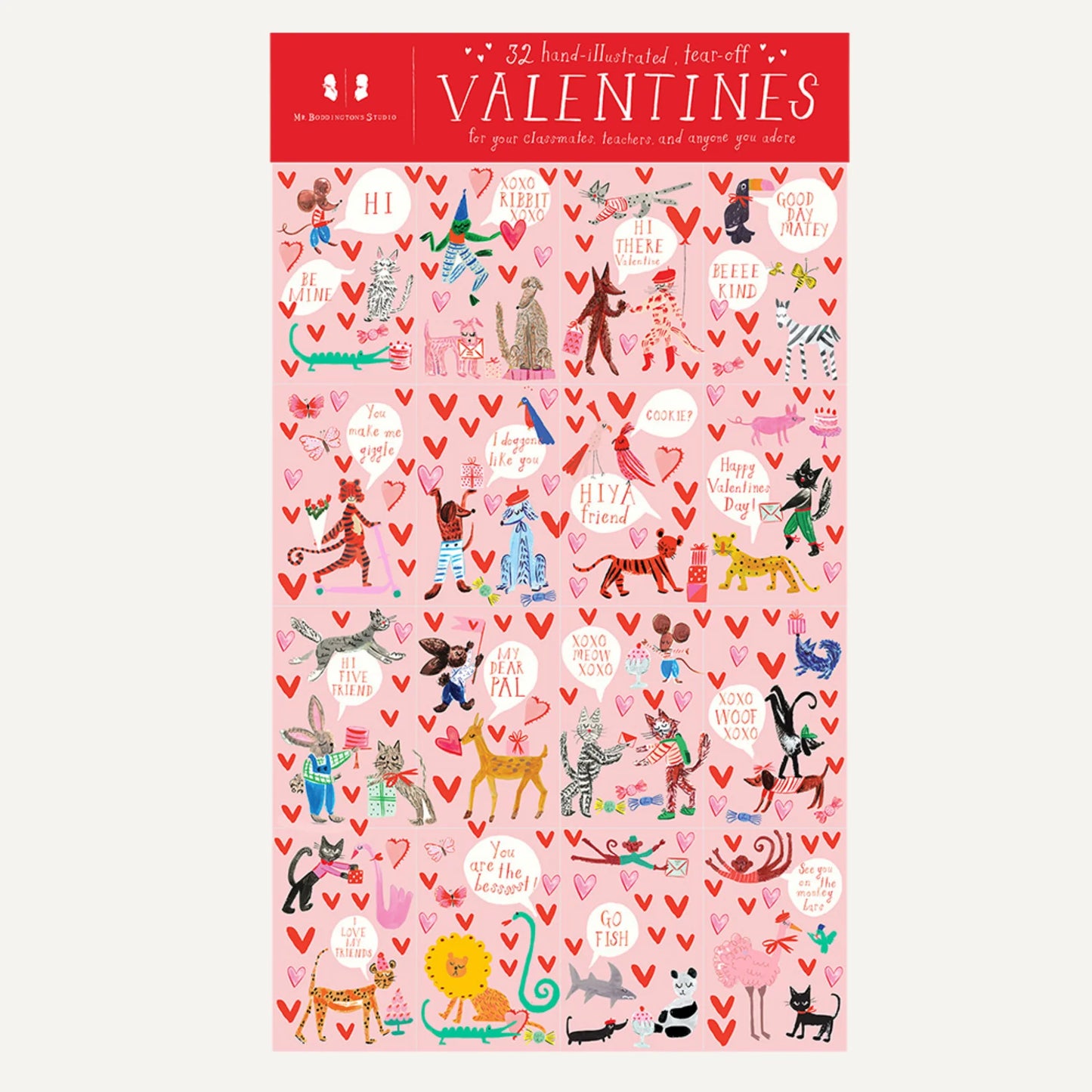Animal Tear-off Valentines- 32 pack