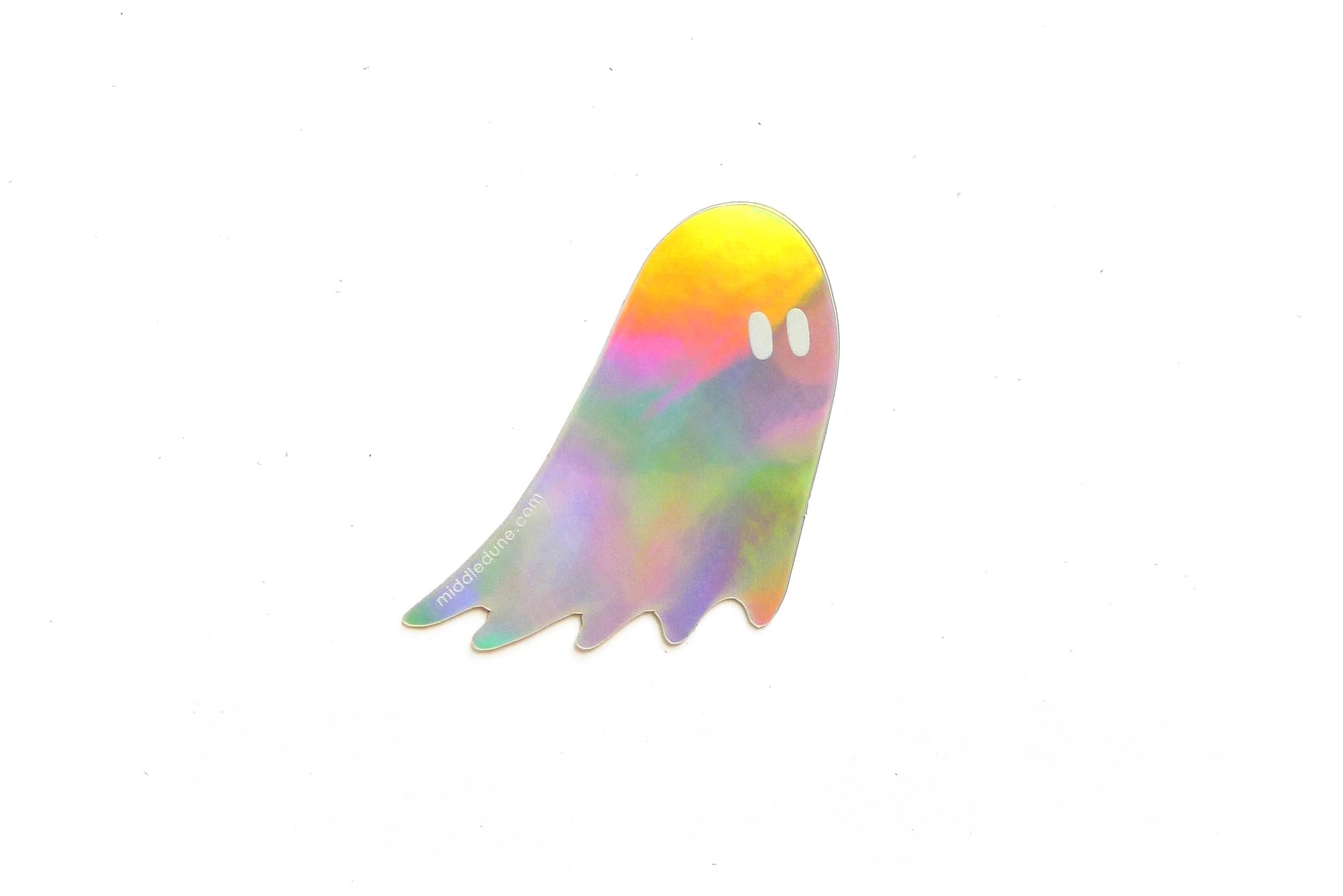 Ghost-shaped rainbow holographic sticker 