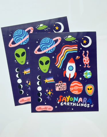 Alien sticker sheet (set of 2)