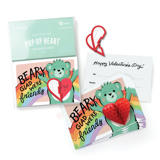 Boxed set of valentines featuring a bear with a red heart tummy 