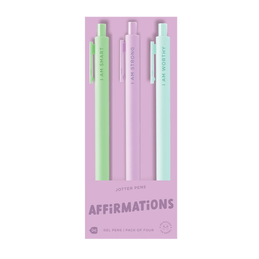 Set of three pens with affirming phrases 