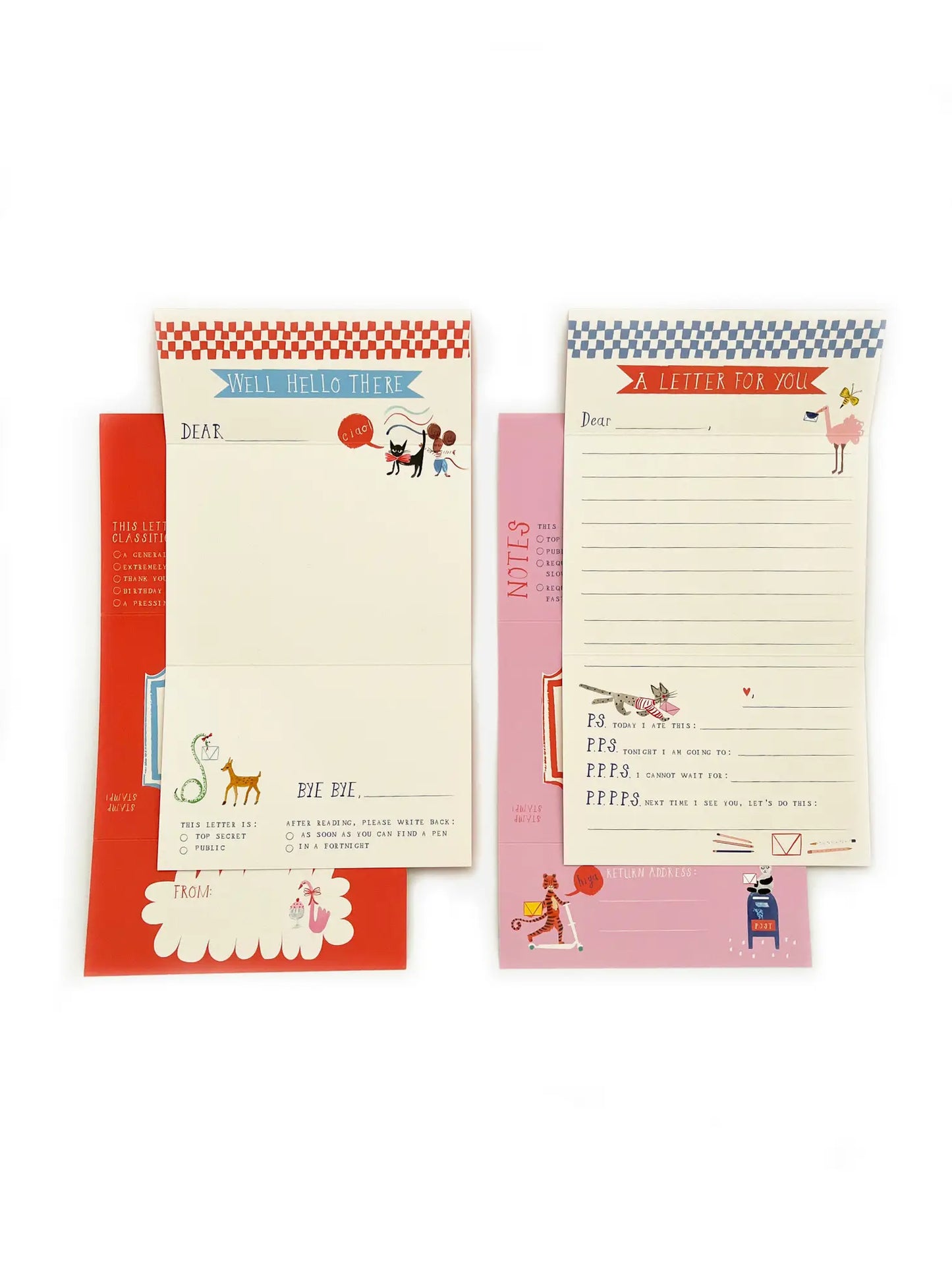 Two examples of the stationery set
