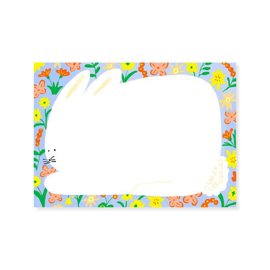 Notepad with a floral outline of a bunny 