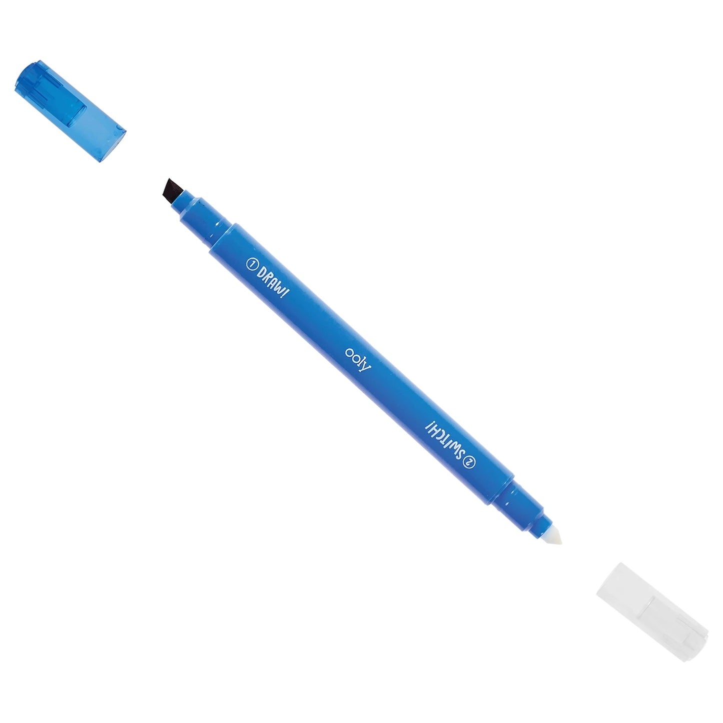 Blue marker with chisel and color changing tip shown 