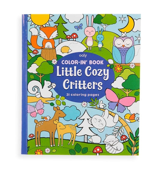Front cover of cozy critter coloring book 