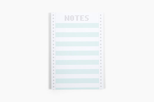 Notebook with striped pages on a white background