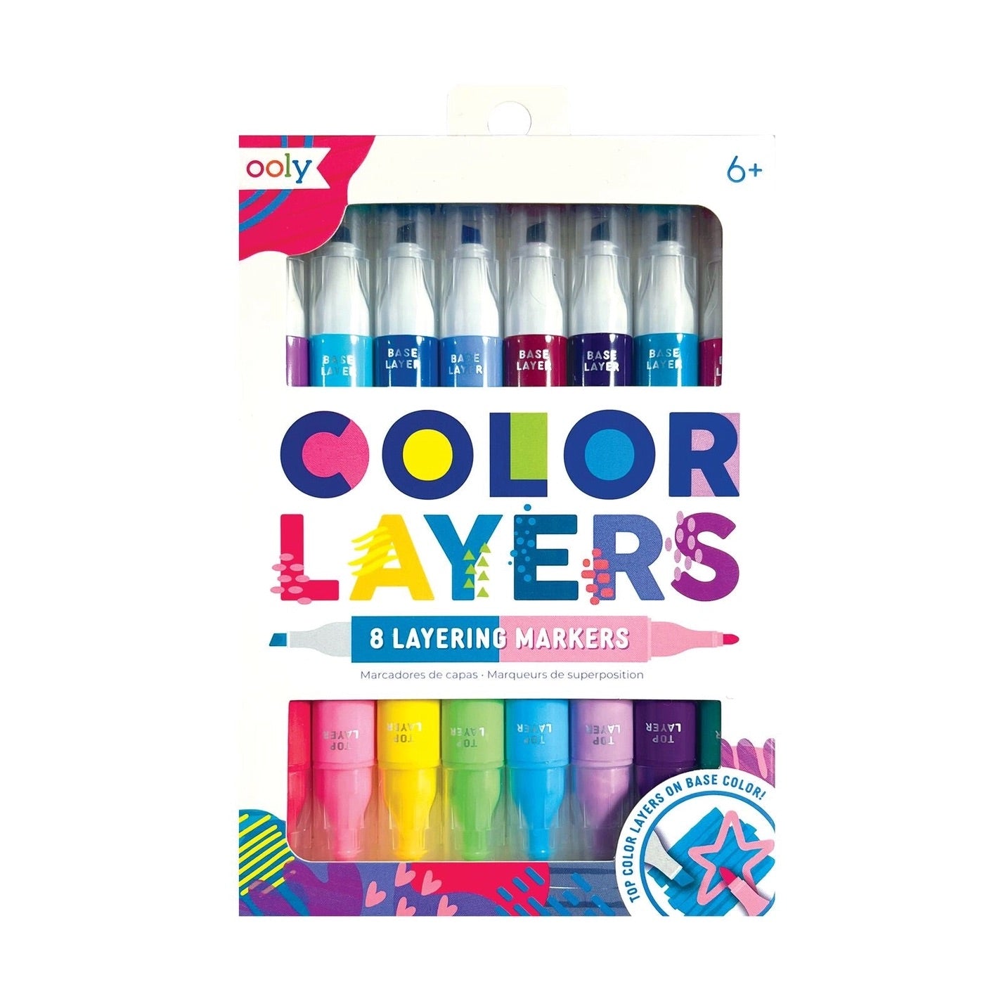 Box of 8 colorful layering markers 