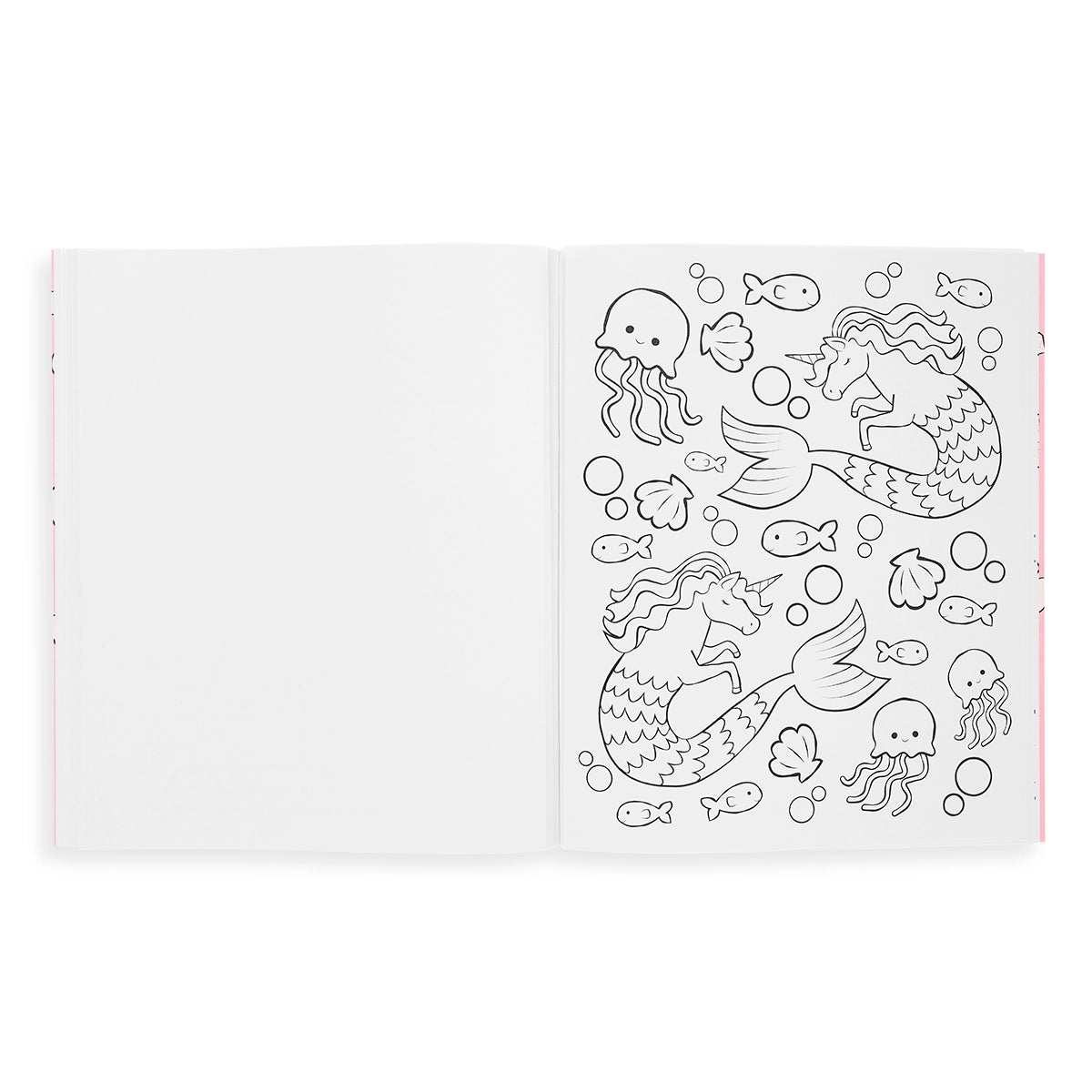 Coloring book with mermaid and ocean animal illustrations on a white background