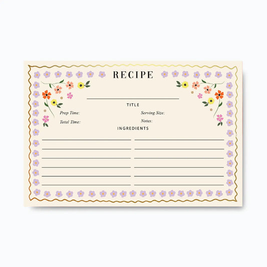 Front of recipe card for ingredients 