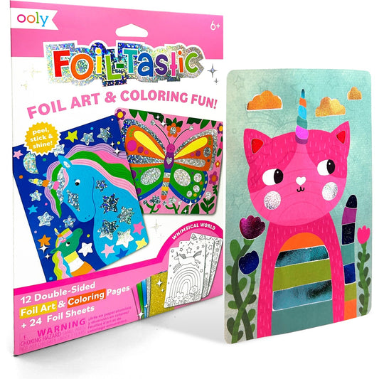 Front cover of foil art packaging and foil cat example 