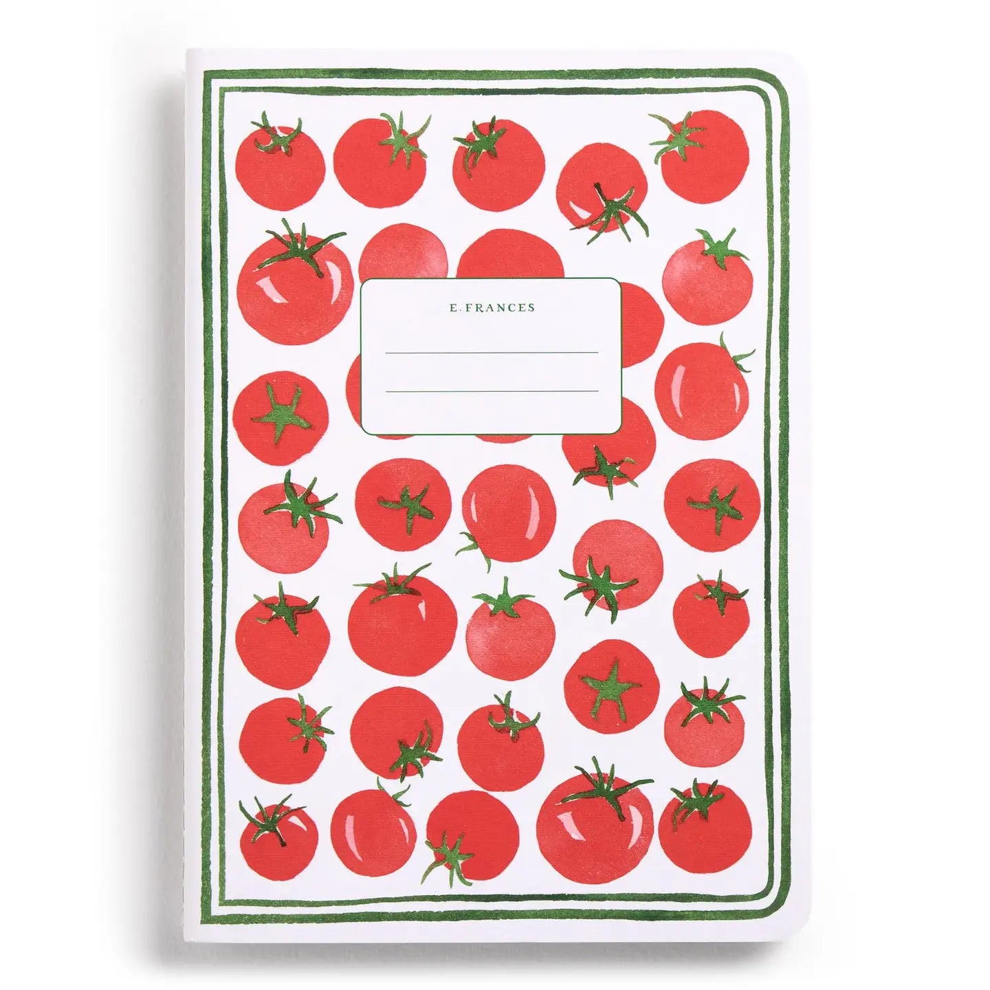 Notebook with tomato pattern on a white background
