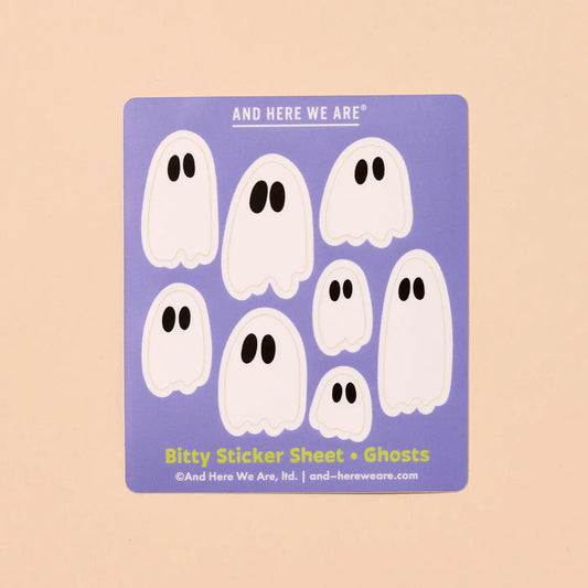Sticker sheet with eight ghost stickers 