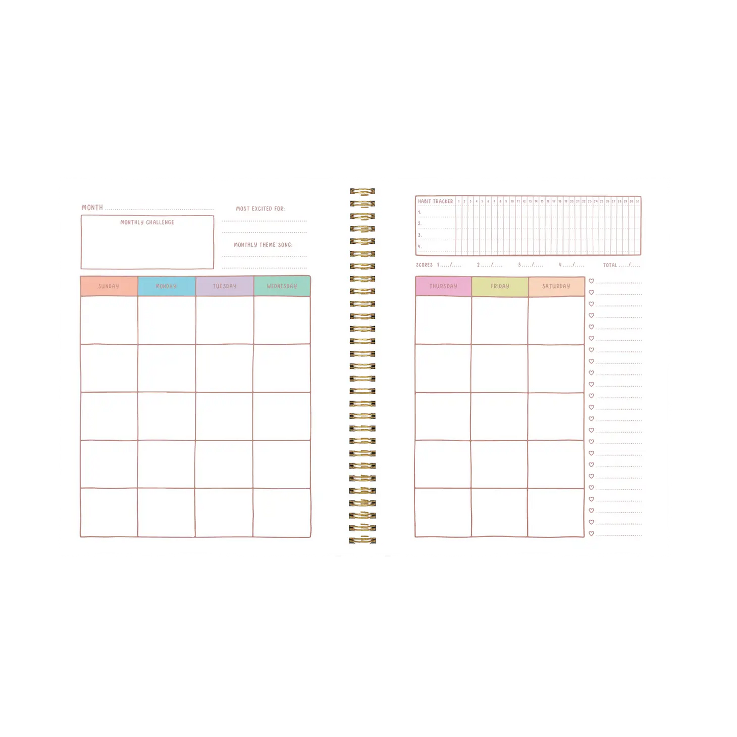 Monthly view of planner featuring calendar