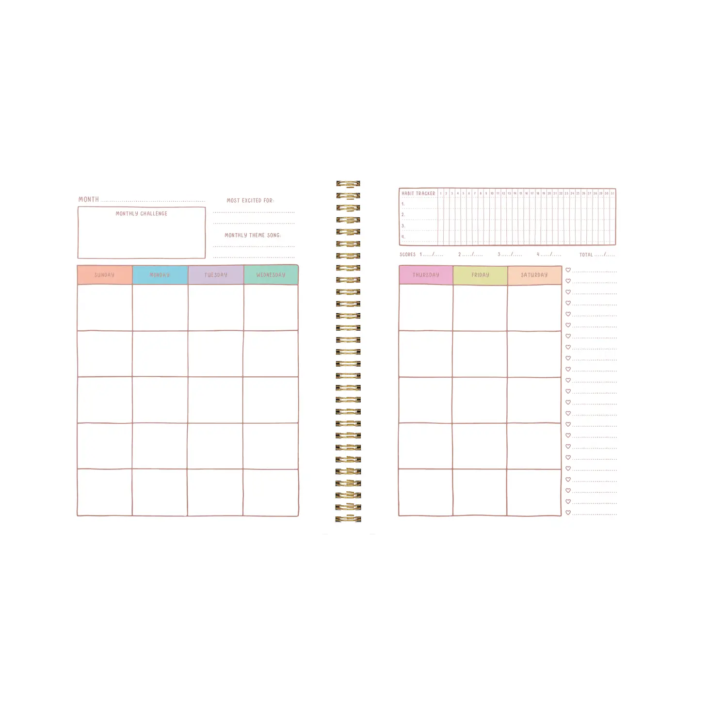 Monthly view of planner featuring calendar