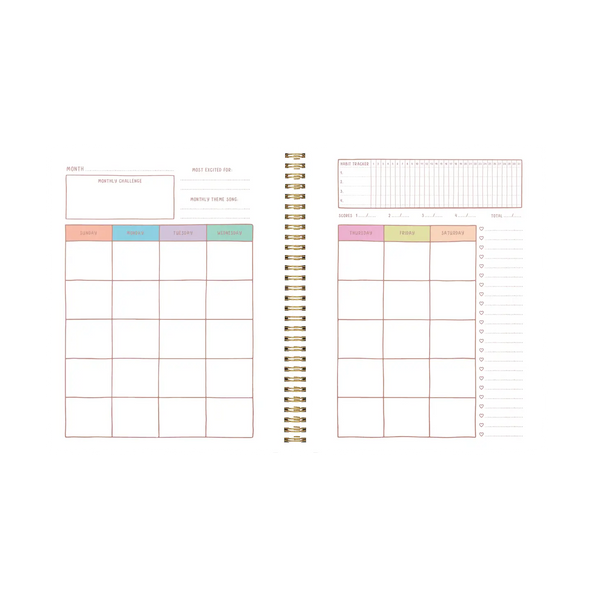 Monthly view of planner featuring calendar