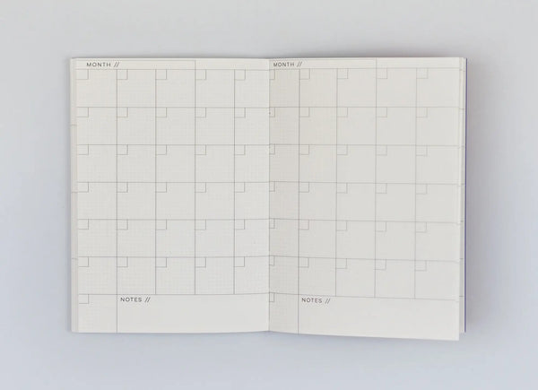 Inside view of the planner showing monthly view