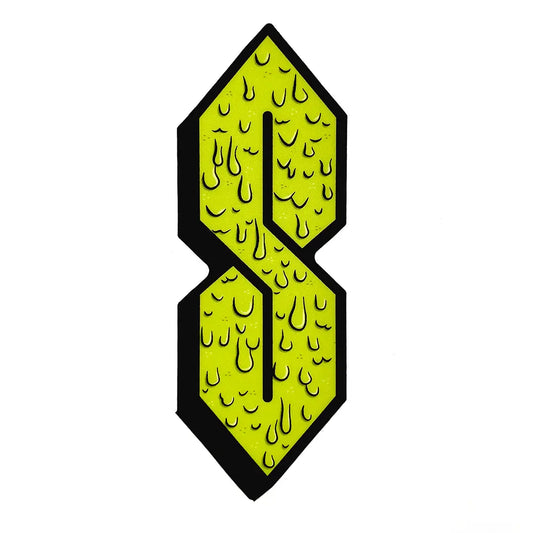 S-shaped sticker with lime green slime color
