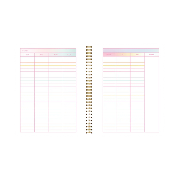 Inside monthly view of planner showing monthly calendar