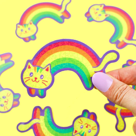 Glitter Rainbow Cat sticker