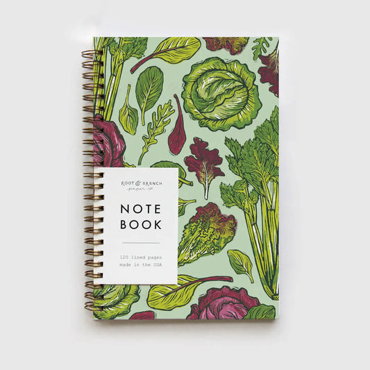 Notebook with vegetable pattern on a white background