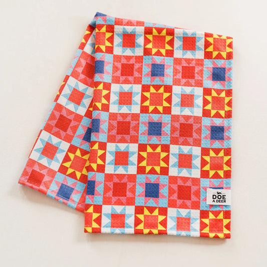 Colorful quilt patterned towel