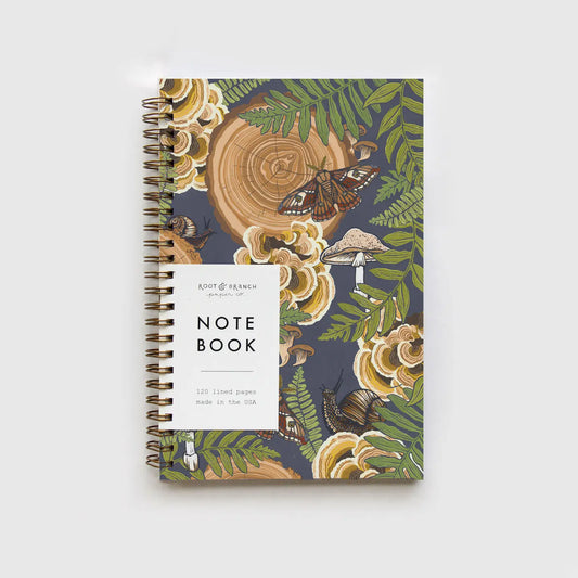 Spiral notebook with mushroom grove cover 