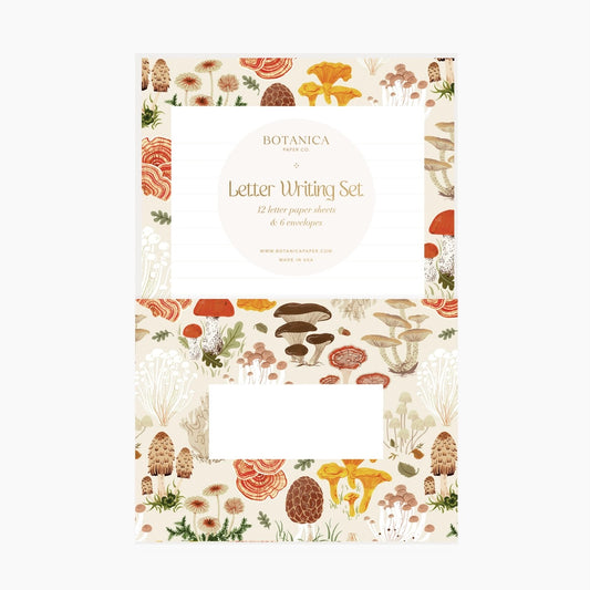 Letter writing set featuring mushroom border 