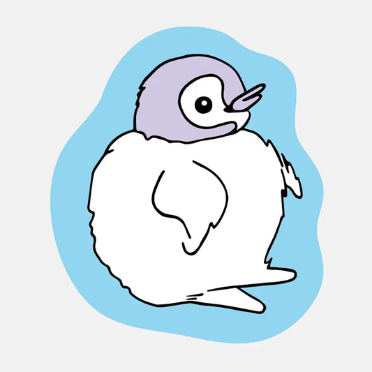 Die-cut sticker in the shape of a baby penguin 