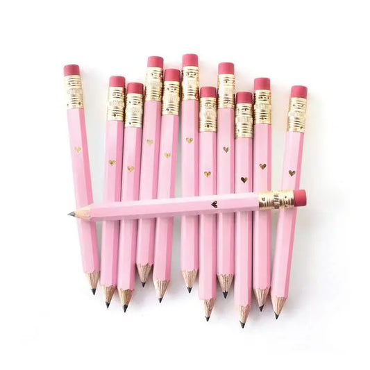 12 small pink pencils 