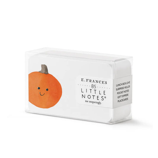 Box of small white notecards with a pumpkin design