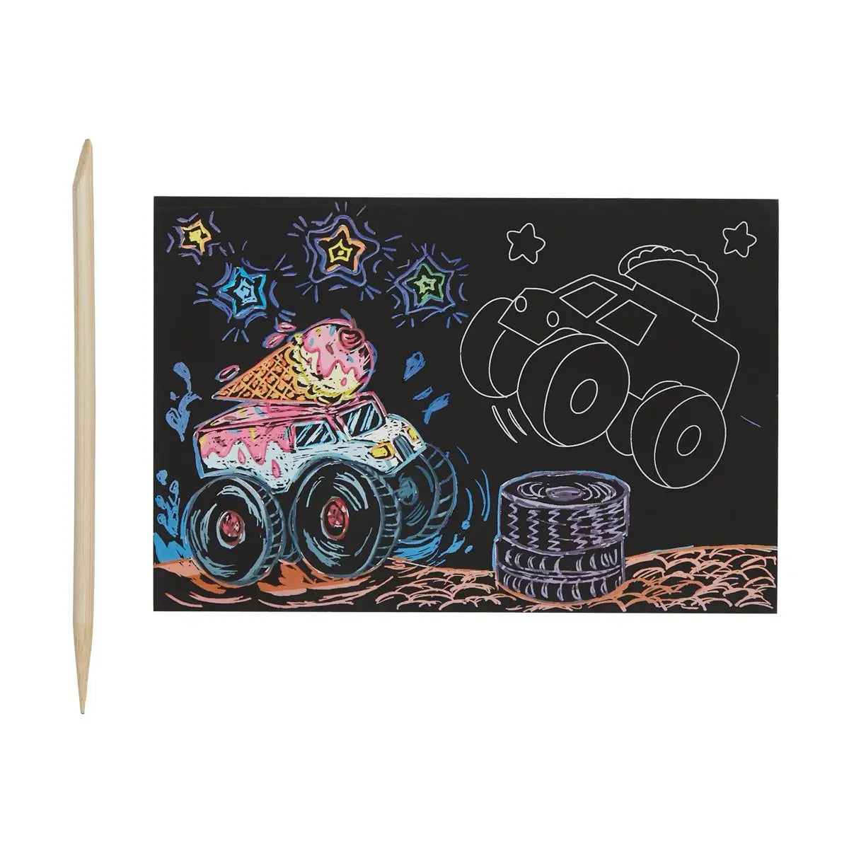 Inside example of monster truck scratch and scribble 