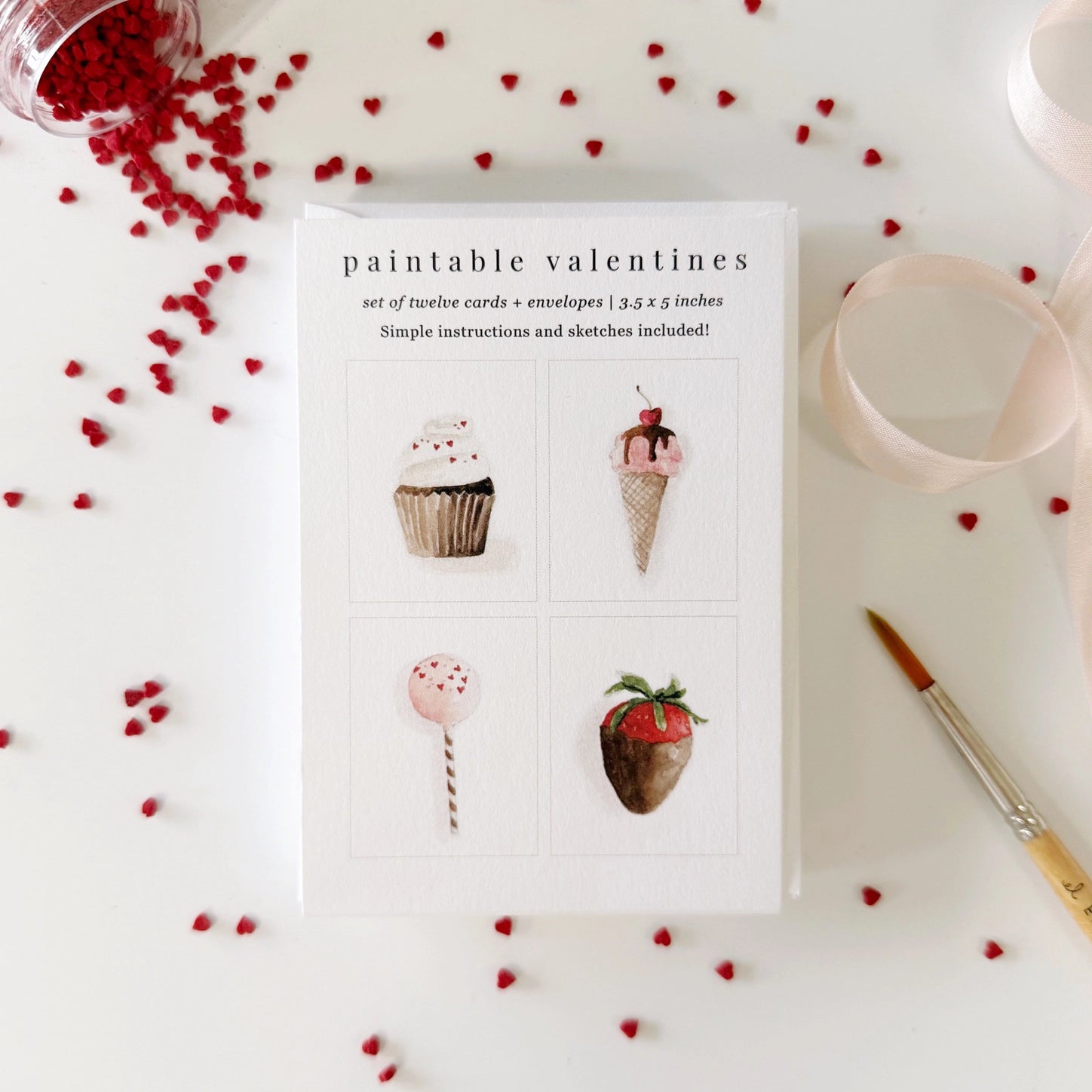 Back cover of paintable Valentine notecard set 